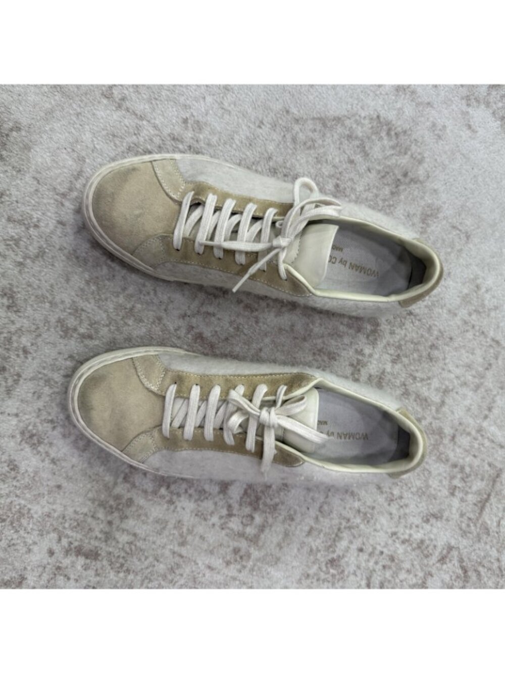 Common Projects Shoes Womens Size 6.5 Beige Suede Wool Low Top Sneakers 6079 - Picture 2 of 15